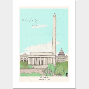 Washington DC USA Capital Landmarks Illustration Posters and Art